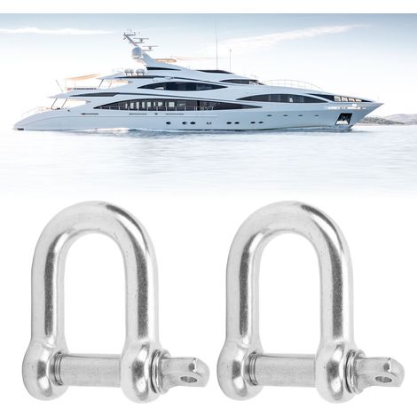Accessoires marins, crochet de sécurité en acier inoxydable de 22 mm de diamètre, manille de type D avec plaque porteuse, deux à vendre, intérieur solide, convient à divers navires (surpoids). (1/5)