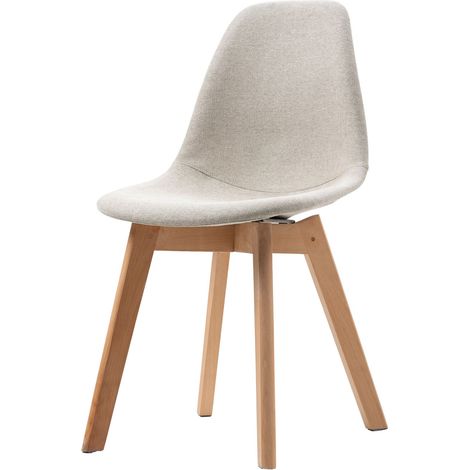 Chaise avec piètement empilable - Assise en tissu Bois/Beige (Lot de 4) - Feros