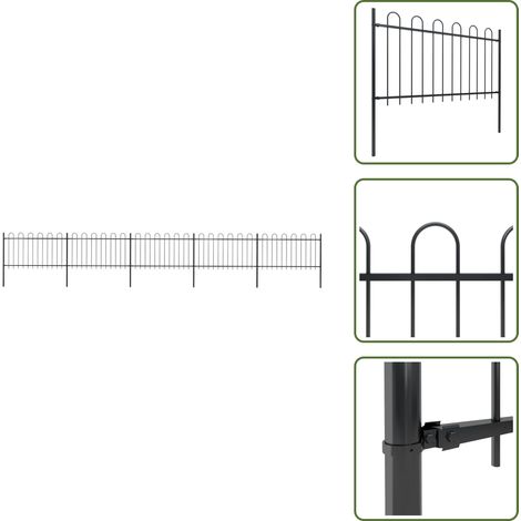 Valla de seguridad - vidaXL Valla de jardín con aro superior de acero 892,5x100 cm negra - Valla de jardín negra