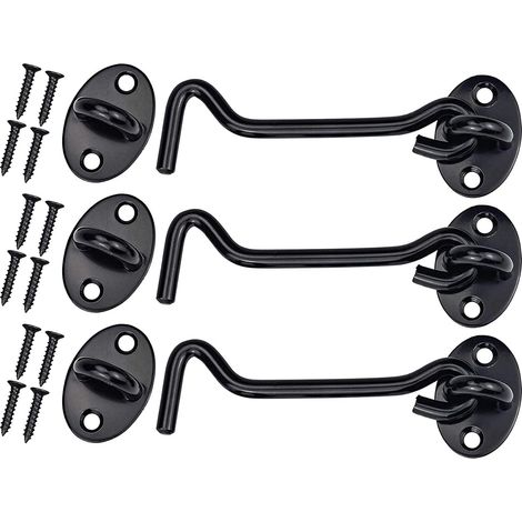 GROOFOO 3-teiliges Vintage-Türhänger-Set aus Edelstahl, schwarz, mit Türschloss und 12 Schrauben für Scheunentüren, Badezimmertüren, Fenster, Schiebetüren usw. (1/5)