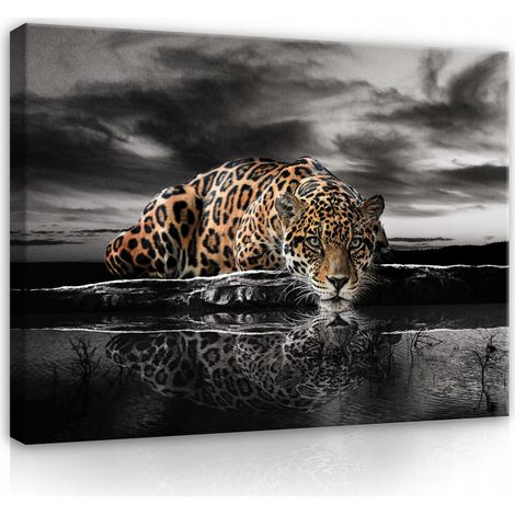 Peinture sur toile tigre jaguar guépard grand 60x40 (1/3)