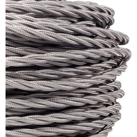 Cable Eléctrico Textil Trenzado Seda 2x 0,75 mm Gris venta por metros