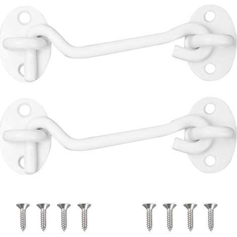 crochets tempêtes, Bolatus en acier inoxydable avec œillet, pour porte, garage, fenêtre, cabine, porte (100 mm, blanc) (1/5)