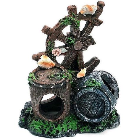 Décorations pour aquarium, objets en résine, mini-tonneau rétro --- (1/5)