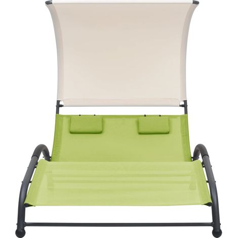 Maison Exclusive - Lettino Prendisole Doppio con Baldacchino in Textilene Verde