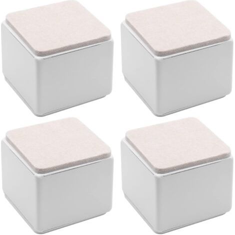 Lot de 4 rehausseurs de lit autocollants, carrés et robustes, en acier carbone, pour table et canapé, ajoutant 5 cm de hauteur avec patin en feutre, blancs (1/4)