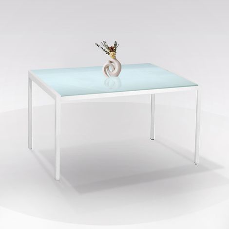 TAVOLO FISSO MOD. EMILY CM 110X70 BIANCO E VETRO TEMPERATO (1/4)