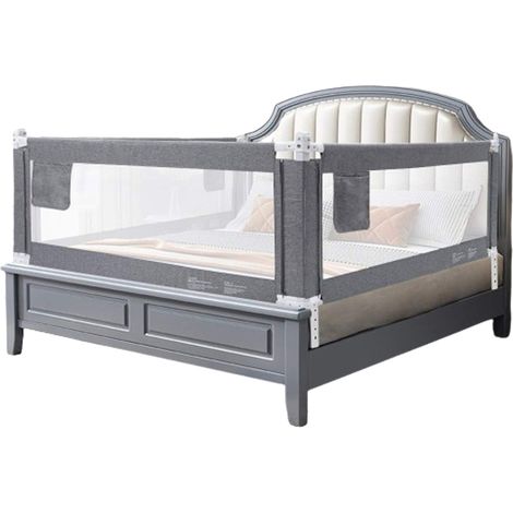 Barrière de lit de 200 cm, barrière de sécurité pour lit enfant, barrière de lit bébé, compatible avec les lits d'enfants et d'adultes, tous types de matelas et lits en bois massif. (1/5)