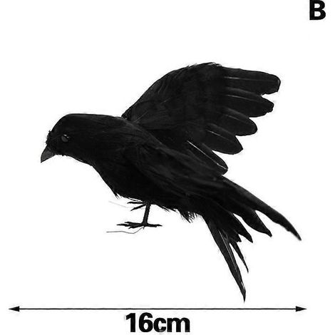 Halloween Crow Prop Black Realistic Raven Feathered Party Home Spooky Decor