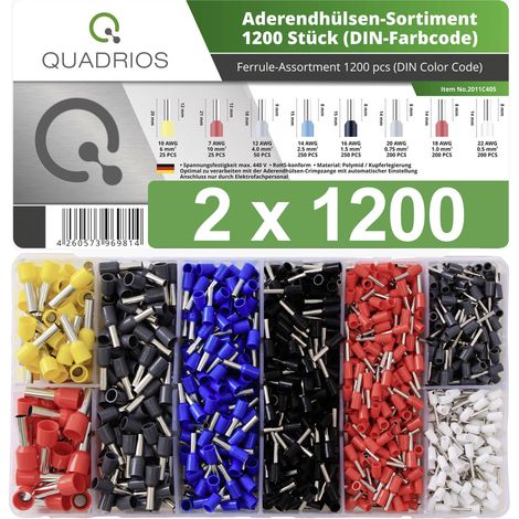 Quadrios 22C470 Aderendhülsen-Sortiment 0.5 mm², 0.75 mm², 1 mm², 1.5 mm², 2.5 mm², 4 mm², 6 mm², 10 (1/4)