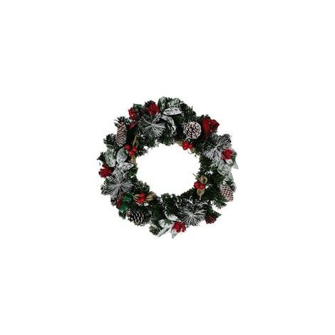 Couronne d'automne artificielle de 40 cm pour porte d'entrée, ornée de pommes de pin et de baies. Décoration automnale et de Noël pour l'intérieur et l'extérieur, à accrocher au mur ou à la fenêtre. (1/5)