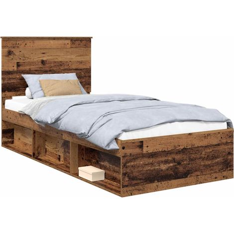 Estructura de cama con cabecera Madera vieja 90 x 200 cm vidaXL