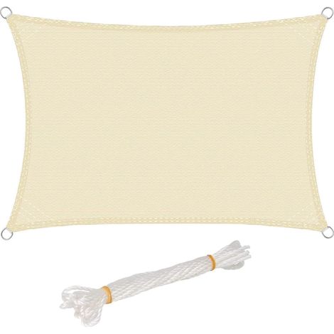 Vela ombreggiante quadrata 4x4 m in HDPE traspirante, telo ombreggiante con protezione solare, 85% di protezione UV, resistente al vento, per giardino, patio, campeggio, colore crema