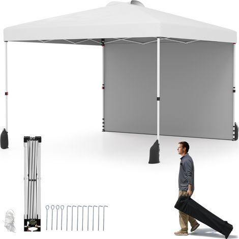 Rifugio da patio pieghevole per eventi commerciali, Tenda a cielo apribile 3 x 3 M con borsa con ruote Bianco (1/4)