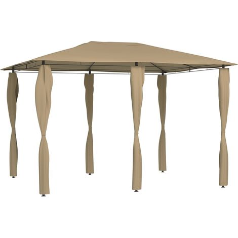 Pavillon mit Pfostenabdeckungen 3x4x2,6 m Taupe 160 g/m²