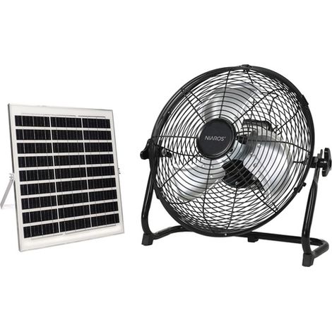 Kit ventilador metálico de suelo y panel solar "Nuoro" color negro