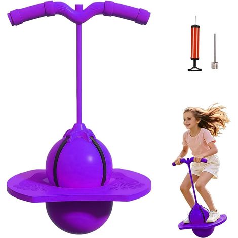 Ballon sauteur violet avec poignée et pompe à air – Capacité de charge : 300 kg, sauteur d’équilibre pour enfants de 6 à 8 ans et adultes – Jouet d’extérieurViolet (1/5)
