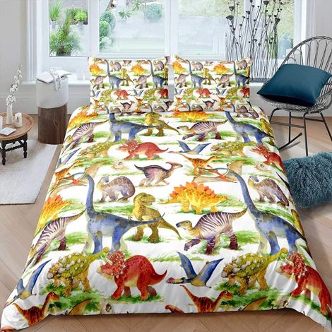 Ensemble de literie pour Enfants Cartoon Dino Literie 200x200cm Dinosaur Boys Housse de Couette pour Filles Enfants Ensemble de lit en Microfibre de qualité céleste avec 2 taie d'oreiller 65x65cm - 20 (1/5)