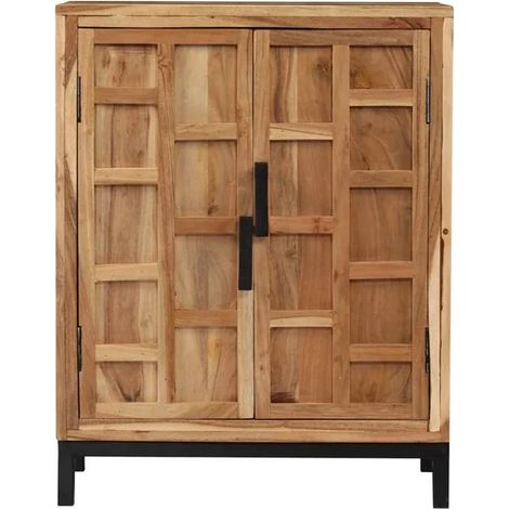 Buffet de Cuisine en Bois d'Acacia Massif, Meuble Rangement 60x35x76 cm, Couleur Marron (1/5)
