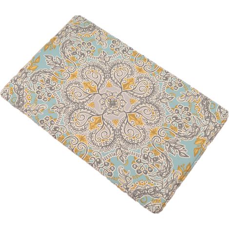 Tapis de porte/tapis de cuisine en flanelle douce style floral rétro, antidérapant et absorbant l'eau, 4060cm (1) (1/5)