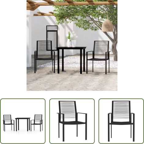 Salle à manger de jardin - Ensemble à manger de jardin 3 pcs Noir (1/5)