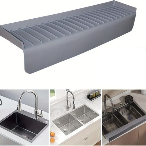 Pannello di protezione dall'acqua per lavello, bordo per lavello da cucina da 20 pollici, paraspruzzi, accessori per lavello, copertura protettiva (1/5)