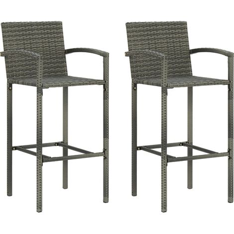 Tabourets de bar lot de 2 gris résine tressée vidaXL (1/5)