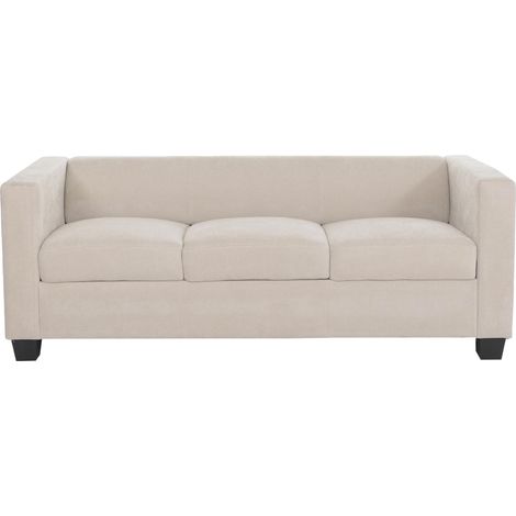 [NEUWERTIG] 3er Sofa Lille, Couch Loungesofa 3-Sitzer, Nosagfederung Stoff/Textil Chenille (260g/m²) 190cm beige (1/5)