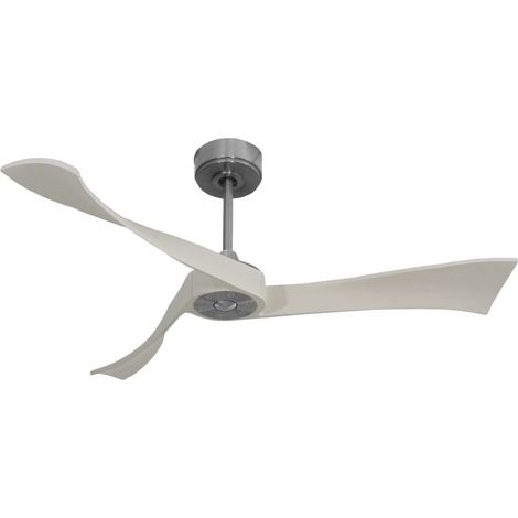 Twist , Ventilateur déstratificateur d'air, pales bois blanc 132 Cm, moteur chrome sans lumière