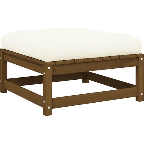 Garten-Fußhocker mit Kissen Honigbraun Kiefer Massivholz (1/5)