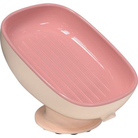 Porte-savon à ventouse double couche amovible, convient aux enfants et aux adultes, accessoire de bain cadeau, porte-savon à ventouse rose. (1/5)