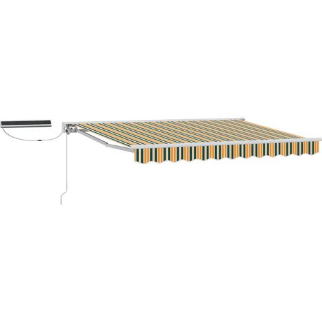 Electric Retractable Awning Green, Yellow and White 3 x 2.5 m vidaXL (1/5)