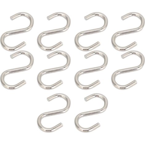 Crochets en S Métal Renforcé Épais Lot de 10, Petits Crochets S Robustes pour Vêtements, Sacs et Ustensiles, Usage Polyvalent S212 002 (1/5)
