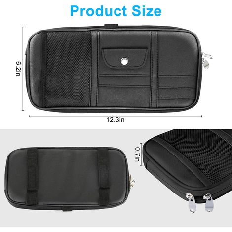 Organizzatore per aletta parasole per auto, vano portaoggetti in pelle per interni auto, porta occhiali da sole per auto, porta tessere, porta libretto di circolazione