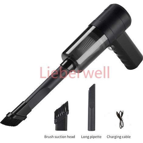 Aspirateur de voiture, mini aspirateur portable, multifonctionnel, adapté à la voiture, nettoyage du clavier, nettoyage des poils d'animaux,black (1/4)