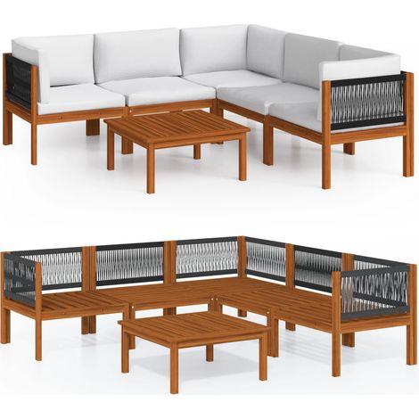 Maison Exclusive - 6-tlg. Garten-Lounge-Set mit Kissen Cremefarbe