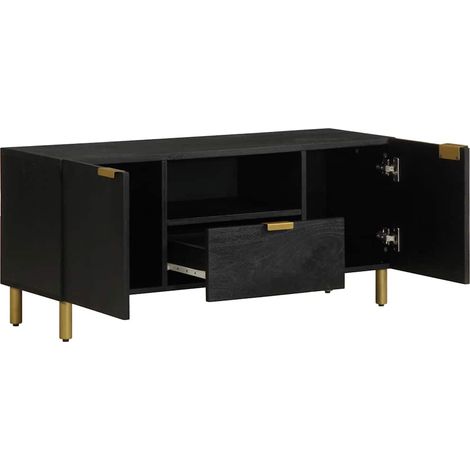 Meuble TV Banc TV Meuble de rangement - noir 105x33x46 cm bois d'ingénierie fr2556 - Maison La Vie (1/5)