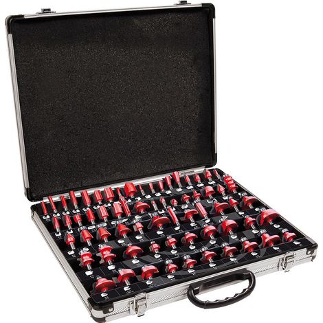 Coffret de 66 fraises pour défonceuse – Queue de 8 mm – Bois massif – Profils variés pour défonçage précis – Mecabois (1/5)