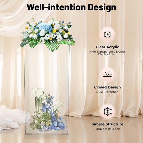 30x30x60cm Freistehend Acryl Displayständer Vitrine Acryl Schaukasten Display Stand Klar Vitrinen Aufbewahrung Box Kasten für Blumen Sammlerstücke oder andere Dekorationen in Hochzeit Partys usw
