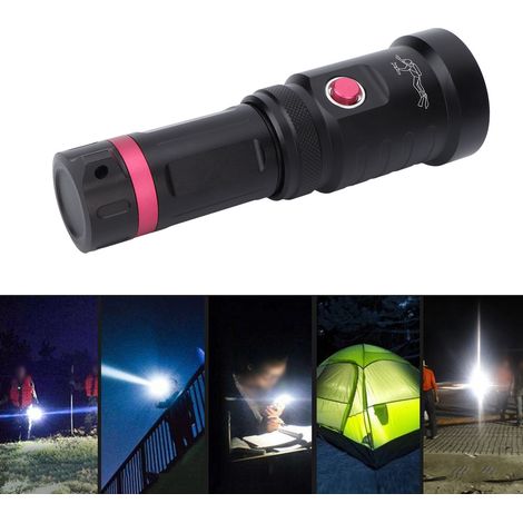 Lampe torche submersible haute intensité XHP70, étanche IPX6, 5000 lm, ultra-lumineuse, étanche jusqu'à 100 m de profondeur, en alliage d'aluminium, idéale pour la photographie sous-marine, la pêche e (1/5)