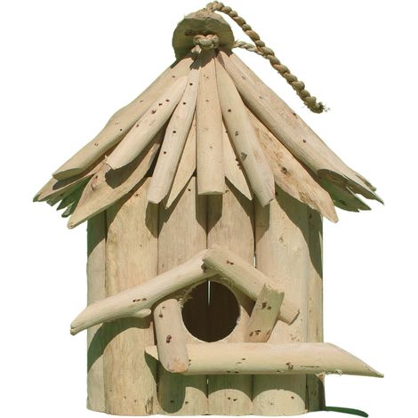 Nichoir carré en bois d'albésia à suspendre 20 x 17 x 24 cm (1/4)