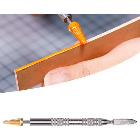 Stylo à colle pour bordure en cuir 128mm, rouleau de peinture double usage avec bande en acier inoxydable (1/5)