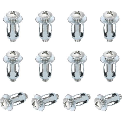 Chevilles Métalliques Pour Murs Creux, 12Pcs M6x28mm Fixations Pour Placo, Molly Bolt Pour Plaque De Plâtre, Briques, Portes En Bois, Métal Fin, Béton, Maçonnerie, Argenté (1/5)