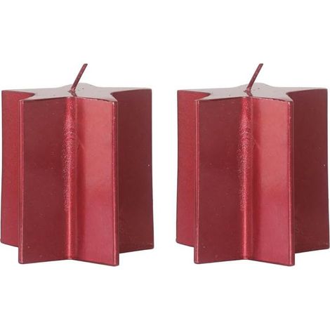 2 Candele di Natale ROSSE inodore a forma di STELLA in Cera 7x7,5 Cm - Durata 12 ore - Decorazioni per Natale (1/4)