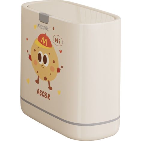 Poubelle fine rectangulaire à couvercle basculant 9 litres intérieur amovible, modèle gain de place pour espaces confinés sanitaires, corbeille à papier décorative style mignon pour intérieur appartem (1/5)