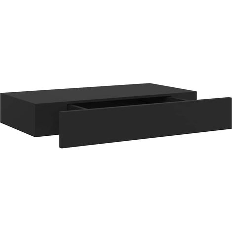 Maison Exclusive - Schweberegal mit Schublade Schwarz 48x25x8 cm