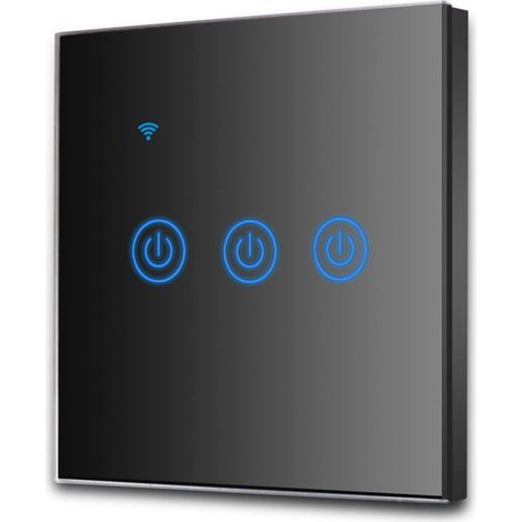 Interrupteur mural tactile Wi-Fi, 3 voies, 3 canaux, compatible avec les assistants intelligents tels que Google Home et Amazon Alexa Câble neutre né (1/5)