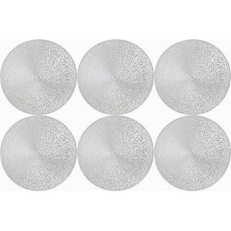 Sets de table - Lot de 6 - Dessous de plat - PVC - Antidérapant - Ronds - Sous-verres - Nappes de table - Résistants à la chaleur - Ajourés - Convient aux cuisines, restaurants, hôtels et cafés - 38cm (1/5)