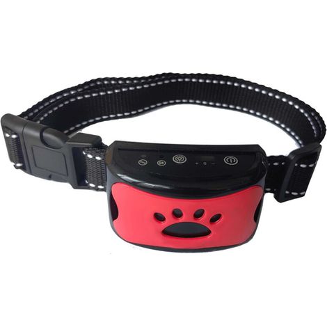 Wiederaufladbares Anti-Bell-Halsband für Hunde, Trainingshalsband für kleine, mittelgroße und große Hunde mit 2 Vibrations- und Tonmodi und 7 Empfindlichkeitsstufen, Rot (1/5)