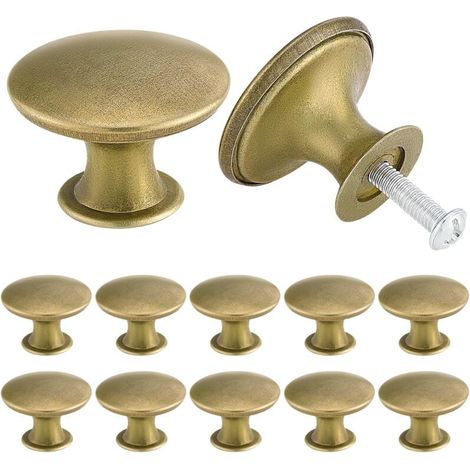12er-Pack Schrankknöpfe aus Messing im Vintage-Chic-Antik-Stil für Küchenschränke – 30 mm – Messing (1/4)